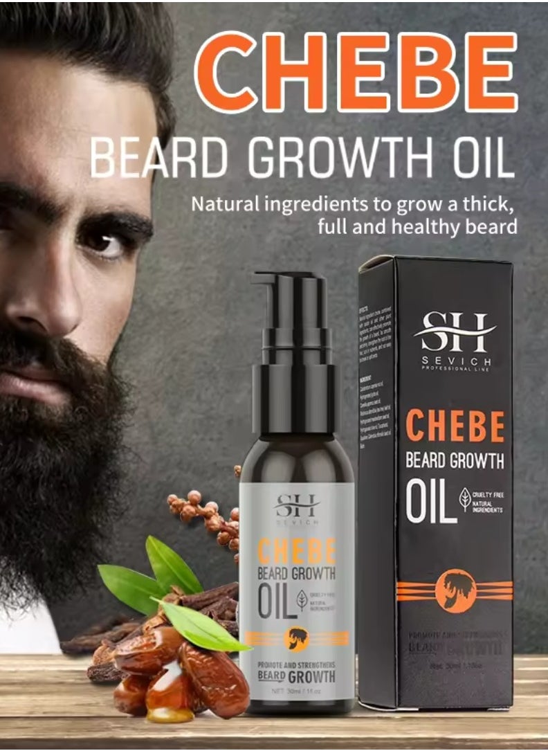 Sevich Chebe Beard Growth Oil Natural Chebe Beard Oil African Chebe Powder Serum Oil Beard Loss Treatments Repair Damaged Beard Moisturize Beard Hair Regrowth Treatments Beard Hair Growth Oil 30ml  - Image 2