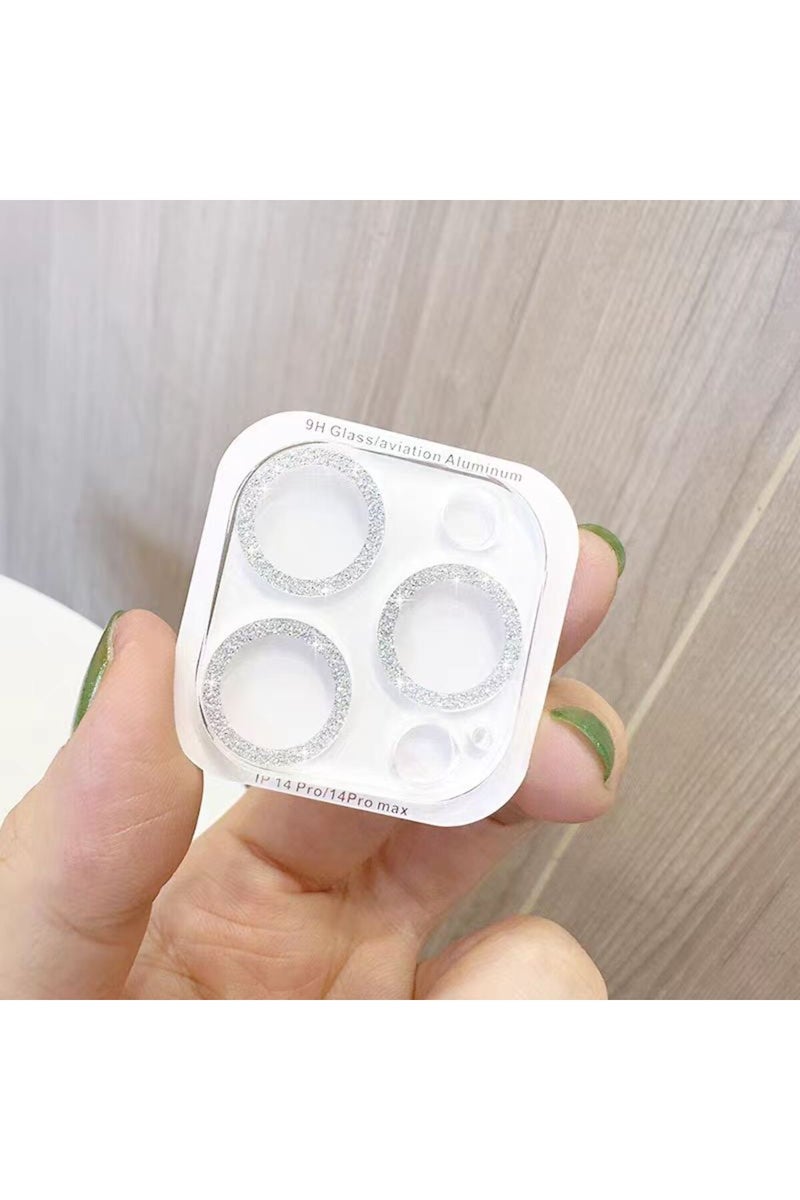 واقي كاميرا فضي لامع لهواتف آيفون 14-14 بلس، متوافق مع آيفون 16 برو ماكس، 15 بلس، 14، 13، 12، 11 برو ماكس، و16 بلس