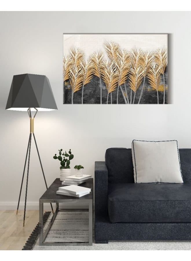 هوم جاليري لوحة فنية جدارية من القماش، صورة تجريدية مؤطرة لريش شجرة جميلة، 120×80 سم - Image 2