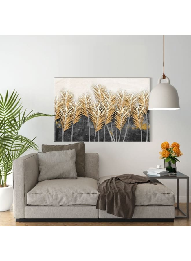 هوم جاليري لوحة فنية جدارية من القماش، صورة تجريدية مؤطرة لريش شجرة جميلة، 120×80 سم - Image 3