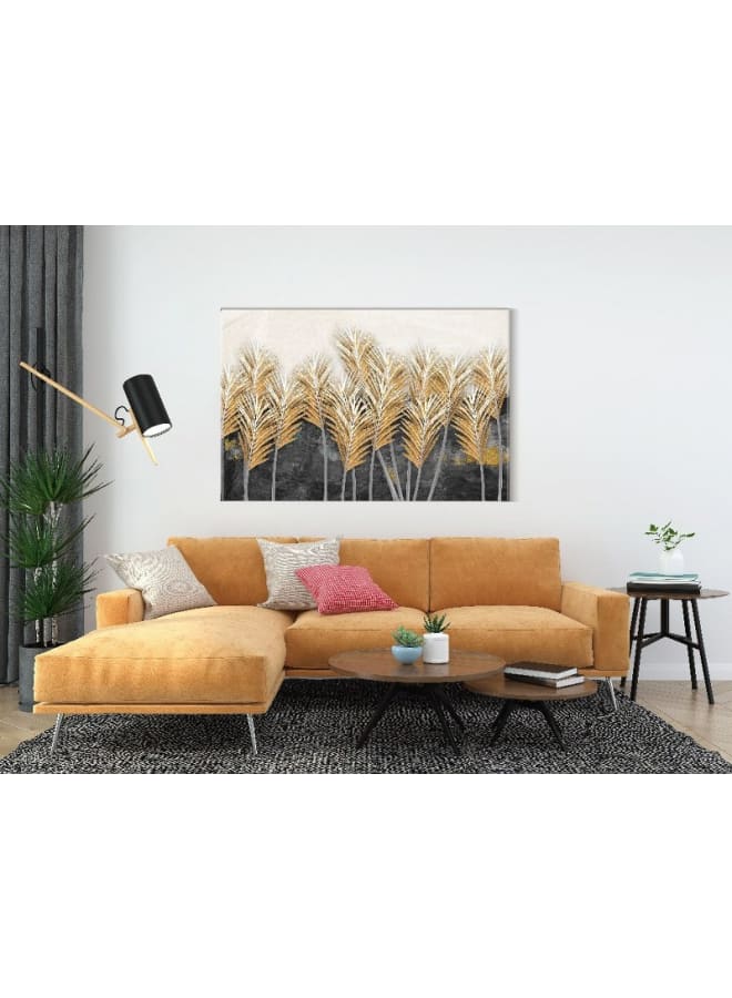 هوم جاليري لوحة فنية جدارية من القماش، صورة تجريدية مؤطرة لريش شجرة جميلة، 120×80 سم - Image 5