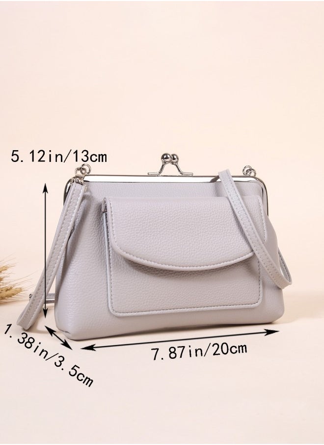 WAOKN - Women's Fashion Multifunctional Shoulder Bag, Solid Color Elegant Crossbody Bag Messenger Bag for Ladies, Office Commuter Carrying Bag Sling Bag (Gray) - Image 1