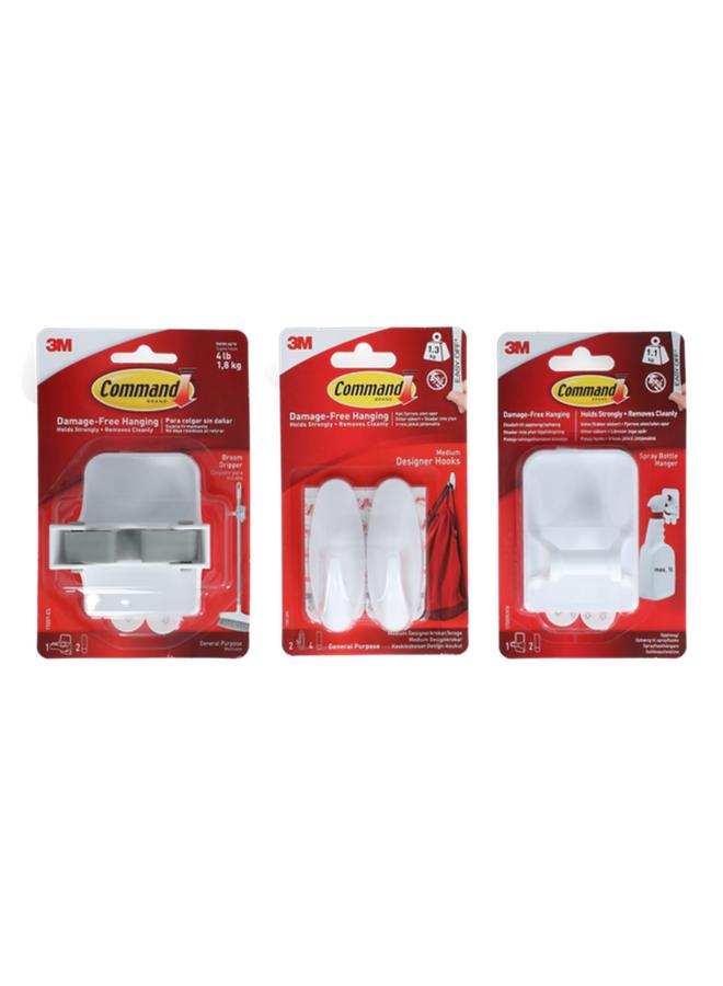 Command 3-Piece Damage-Free Self-Adhesive Durable Multi-Purpose Hanging Hook White  - Image 1