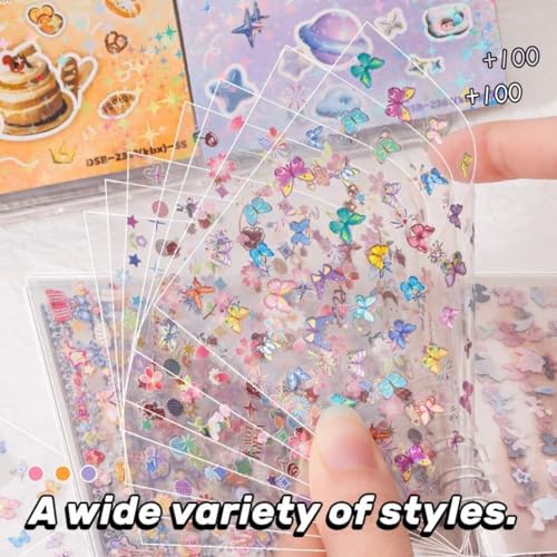FunBlast Set of 3 Mini Sticker Books with Craft Tweezer - 72 Sheets/4320+ Stickers, Kawaii Glitter Sticker Book for Nail Arts, Scrapbooking, Journaling, DIY Craft, Planner Decoration Stickers - Image 2