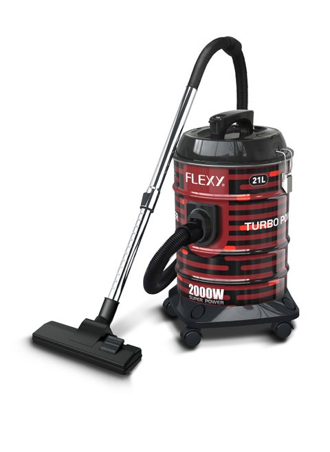 Flexy Vacuum Cleaner 2000W with Copper Motor, Turbo Power, Low Noise, 21L Capacity, Air Blowing, Dust Indicator, Compact Design, Convenient Accessories, 2-Year Warranty.