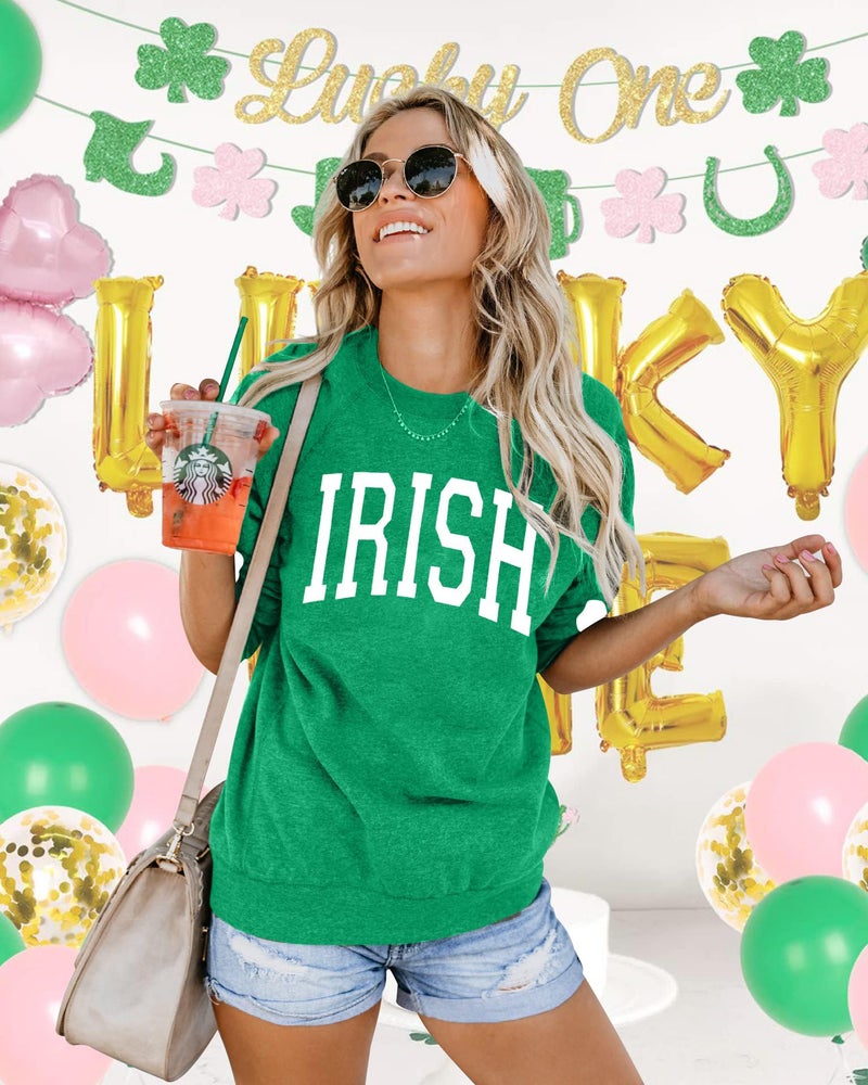TAOHONG Women St. Patrick's Day Sweatshirts Shamrock Shirt Clover Printed Long Sleeve Irish Gift Casual Loose Fit Tops - Image 4