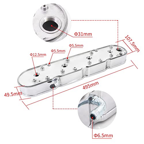 Tektall LS Finned Cast Aluminum Valve Covers with Coil Mounts and Covers Compatible with Che-vy Small Block SB V8 293 325 376 427 LS1 LS2 LS3 LS6 LS7, Silver - Image 2