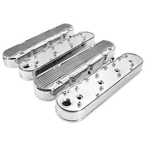 Tektall LS Finned Cast Aluminum Valve Covers with Coil Mounts and Covers Compatible with Che-vy Small Block SB V8 293 325 376 427 LS1 LS2 LS3 LS6 LS7, Silver - Image 4