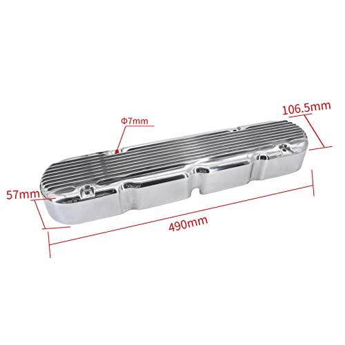 Tektall LS Finned Cast Aluminum Valve Covers with Coil Mounts and Covers Compatible with Che-vy Small Block SB V8 293 325 376 427 LS1 LS2 LS3 LS6 LS7, Silver - Image 3