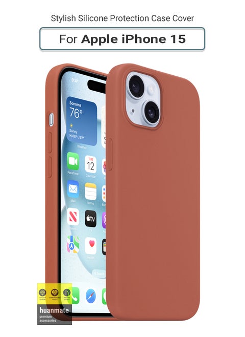 Stylish Silicone Case Cover For Apple iPhone 15 Brown
