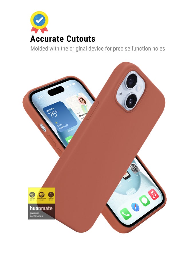 huanmate - Stylish Silicone Case Cover For Apple iPhone 15 Brown - Image 1