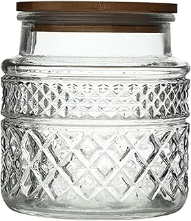 WMM 38 FL OZ Large Glass Storage Jar Food Storage Container with Airtight Bamboo Wooden Lid for Candy Snack Coffee Tea - Image 1