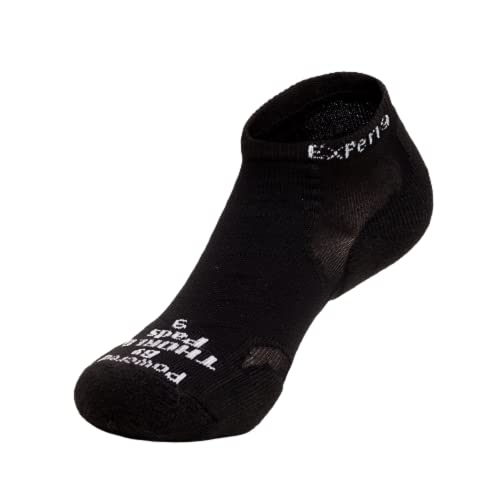 Thorlos Experia XCCU Thin Cushion Running Low Cut Socks, Black/Black, Large - Image 1