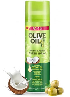 ORS Organic Root Stimulator Nourishing sheen Spray with Olive Oil for styling, moisturizing and polishing, enriched with Coconut Oil for added shine and restoration 207ml  - Image 1