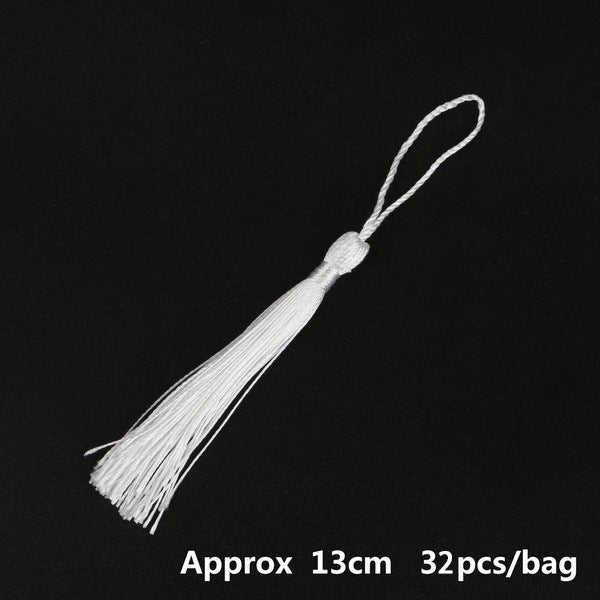 Polyester silk tassel hanging ring small tassel high-grade ice silk tassel pendant earrings accessories diy jewelry accessories Pure white 32/bag