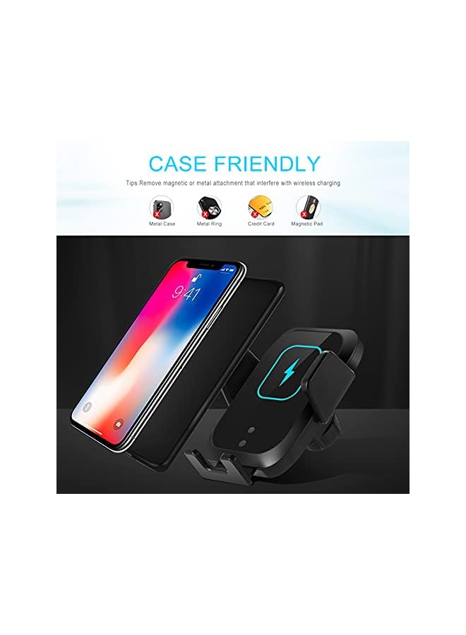 AccLoo Wireless Car Charger, 15W Qi Fast Charging Auto-Clamping Car Charger Mount, Car Air Vent Phone holder for iPhone14 Pro Max/14 Pro/14/13/12/11, Galaxy S22/S21+/S20 Ultra（Include QC3.0 Adapter） - Image 4
