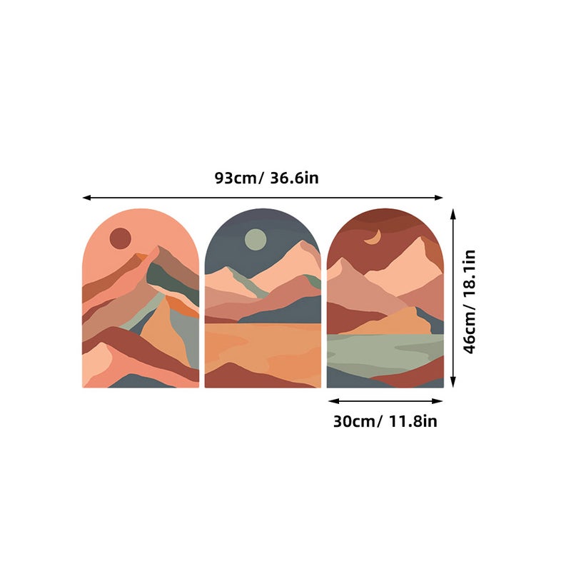 1 Set Mountain Wall Stickers Bohemian Style Wall Decals Sun Wall Sticker Wall Decals - Image 3