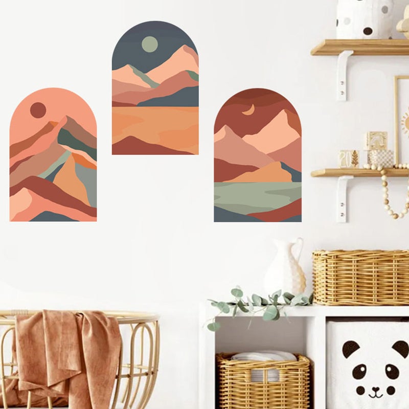1 Set Mountain Wall Stickers Bohemian Style Wall Decals Sun Wall Sticker Wall Decals - Image 4