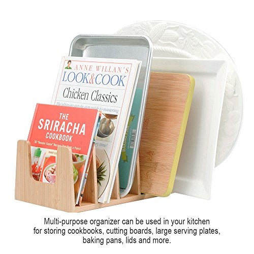 MobileVision Bamboo Pot Lid Holder Organizer for Storage in Cabinets or Kitchen Countertops and Cupboards - Image 4
