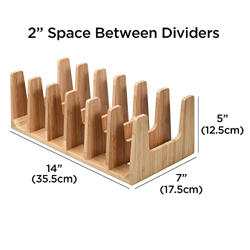 MobileVision Bamboo Pot Lid Holder Organizer for Storage in Cabinets or Kitchen Countertops and Cupboards - Image 2