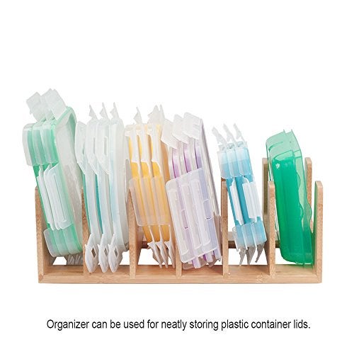 MobileVision Bamboo Pot Lid Holder Organizer for Storage in Cabinets or Kitchen Countertops and Cupboards - Image 5
