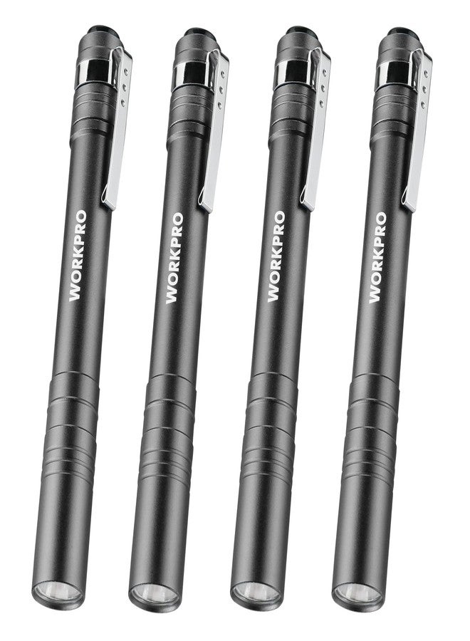 WORKPRO LED Pen Light, Aluminum Pen Flashlights, Pocket Flashlight with Clip for Inspection, Emergency, Everyday, 2AAA Batteries Include, Gray(4-Pack) - Image 1