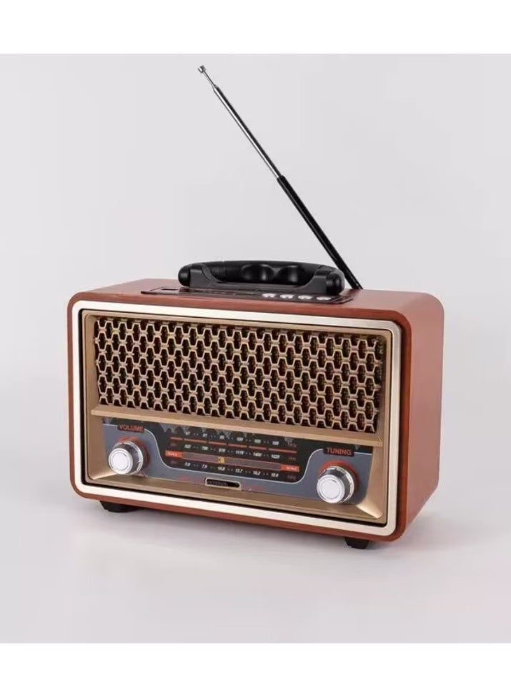 راديو  HI-FI بثلاث قنوات FM - AM - SW ذهبي/بني/أسود بلوتوث AUX بطاقة TF قرص فلاش USB - Image 1