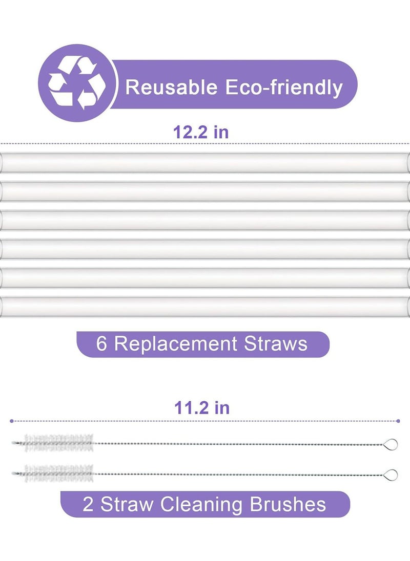 Generic - 2 Pack Stanley Lid Replacement 40 oz Tumbler with Handle for Stanley Cup 2.0 Version - 6 Pcs Extra Long Reusable Straws & H2.0 Silicone Spill Proof Stopper - Spill Resistant Covers 3 Set - Image 1