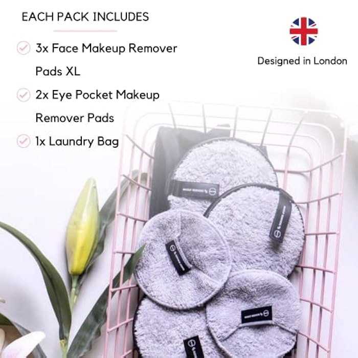 Ogato Reusable Makeup Remover Pads -6pc Reusable Makeup Remover Cloths - Reusable Face Pads, Makeup Eraser for All Skin Types - Washable Microfiber Makeup Remover Face Cloths - With Free Laundry Bag - Image 3