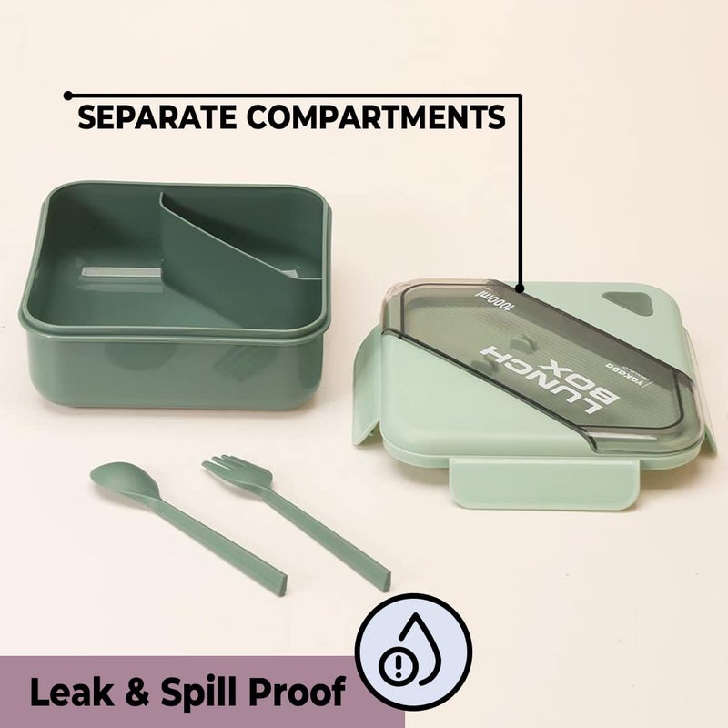 Kuber Industries Kuber Industries Insulated Lunch Box For Kids & Adults|Premium Food-Grade PP Plastic|Leakproof & Spill Proof|Dishwasher & Microwave Safe Lunch Box|1000 ML|HX0044281|Green  - Image 4