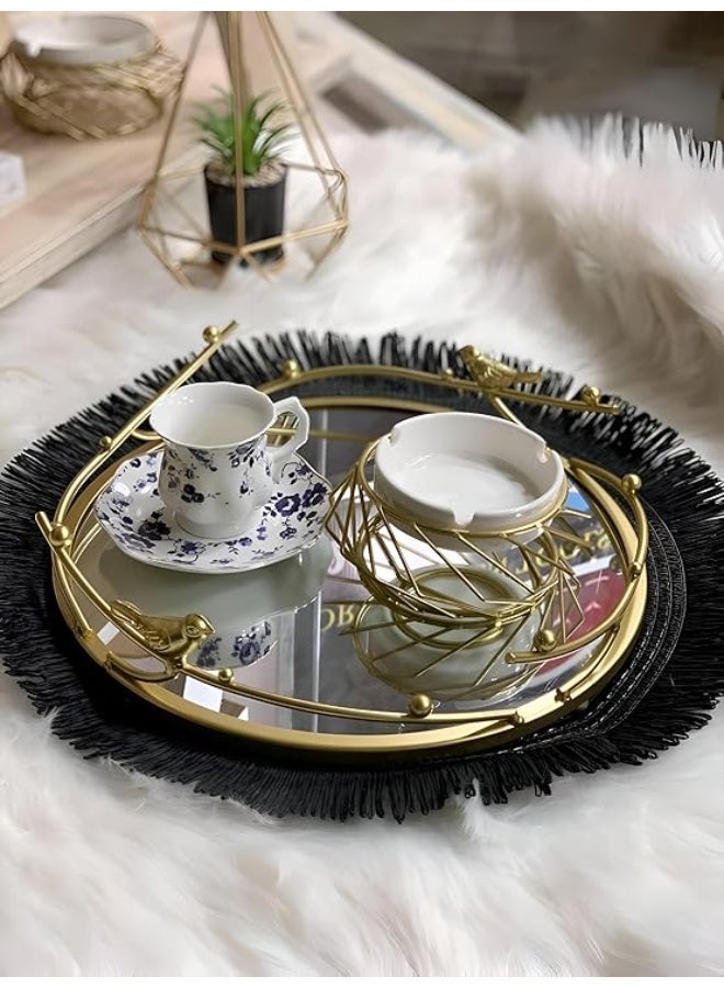 NAMA Metal Tray - Elegant decorative serving tray with a stunning golden mirror finish and exquisite bird design, ideal for daily use, perfect 29 cm size to enhance home style and versatile décor - Image 5