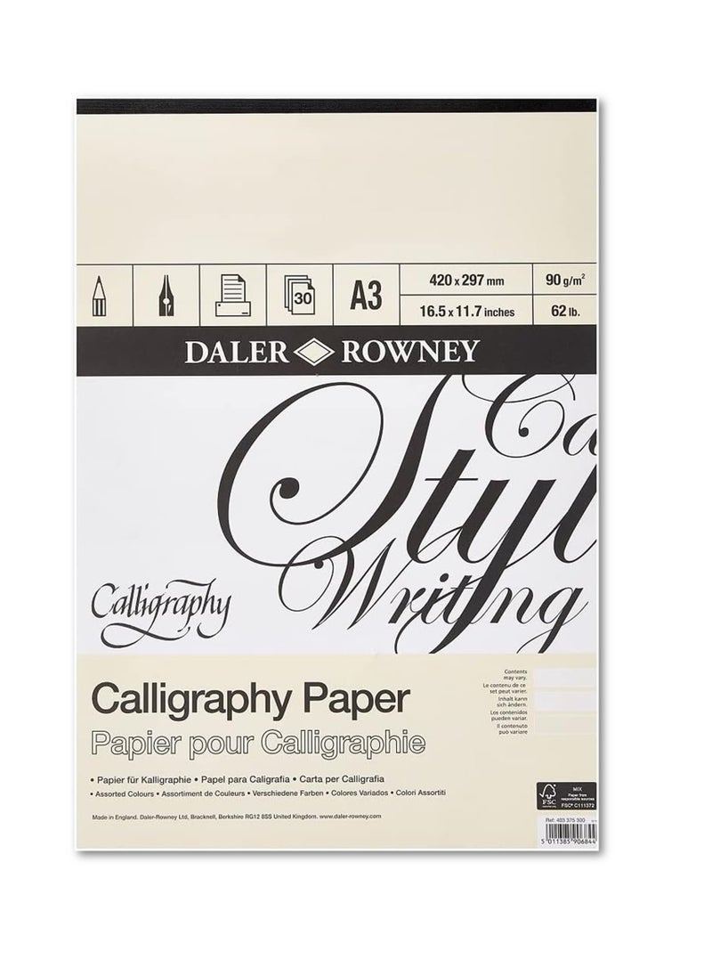 Daler Rowney A3 Size Calligraphy Pad 30 Sheets 90gsm Thickness  - Image 1