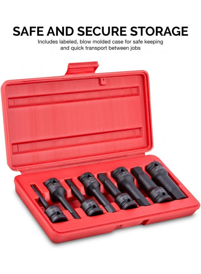 Neiko NEIKO 01137B 1/2-Inch-Drive Allen Socket Set, 3-Inch Length, 1/2-Inch Impact Hex-Bit Socket Set, SAE Hex Driver 1/4" to 3/4", CrMo Steel, Impact-Grade, 8-Piece Set  - Image 2