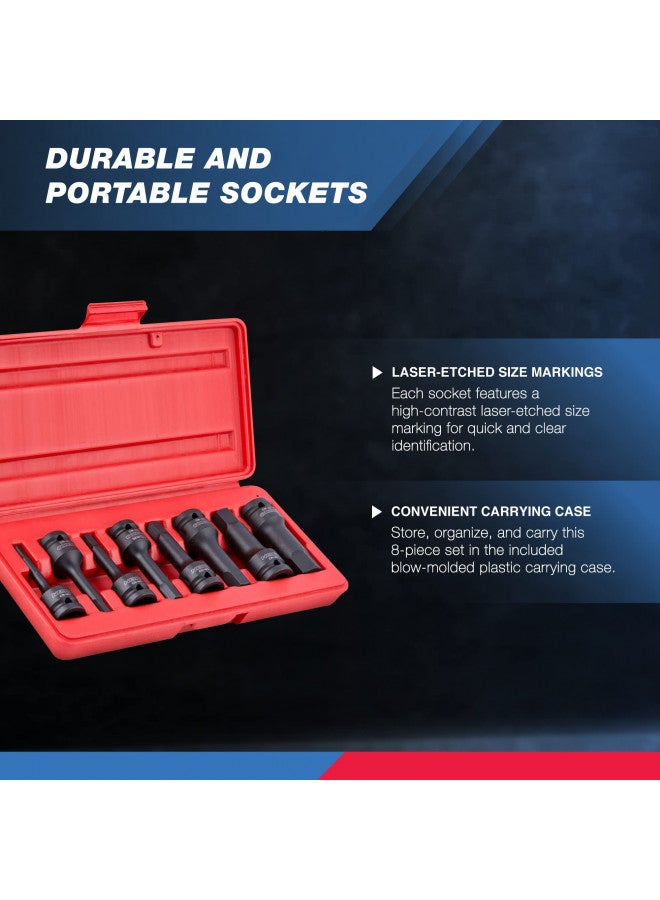 Neiko NEIKO 01137B 1/2-Inch-Drive Allen Socket Set, 3-Inch Length, 1/2-Inch Impact Hex-Bit Socket Set, SAE Hex Driver 1/4" to 3/4", CrMo Steel, Impact-Grade, 8-Piece Set  - Image 4
