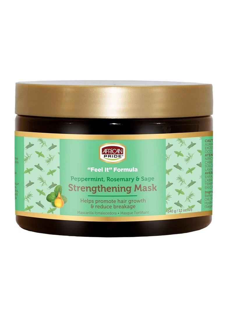 African Pride African Pride Feel It Formula Hair Strengthening Mask Treatment with Peppermint, Rosemary & Sage, For All Hair Types - Aids Hair Growth, Nourishes Split Ends & Dry Scalp, 12oz (Pack of 1)  - Image 1