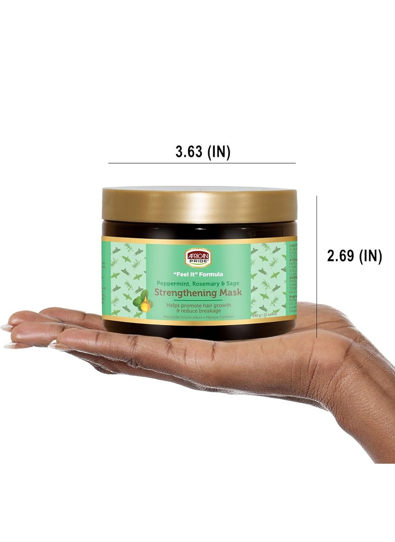 African Pride African Pride Feel It Formula Hair Strengthening Mask Treatment with Peppermint, Rosemary & Sage, For All Hair Types - Aids Hair Growth, Nourishes Split Ends & Dry Scalp, 12oz (Pack of 1)  - Image 4