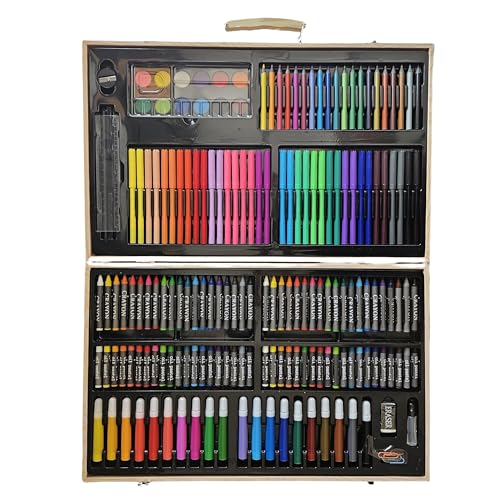Kitchen Bloom Color Kit Art Set for Kids, 145 Pieces Drawing Kit with Colour Pencils, Oil Pastels, Paint Brushes, Water Colours, Marker Pens, Color Set for Kids (Wooden (180 pcs)) - Image 2
