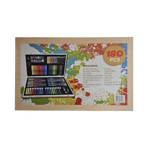 Kitchen Bloom Color Kit Art Set for Kids, 145 Pieces Drawing Kit with Colour Pencils, Oil Pastels, Paint Brushes, Water Colours, Marker Pens, Color Set for Kids (Wooden (180 pcs)) - Image 5