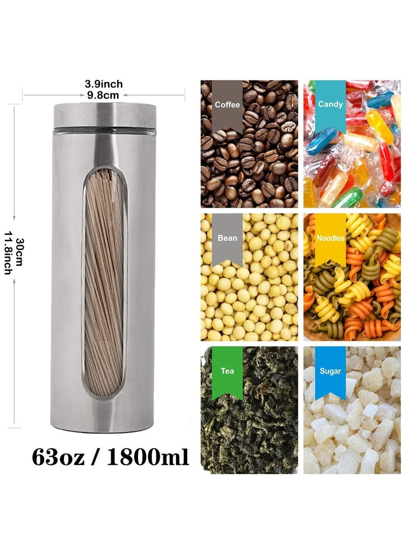 TOMSHOO Stainless Steel Food Storage Canister Sets,Set of 4 Airtight Sugar Coffee Tea Candy Storage Jars 1800ml - Image 2