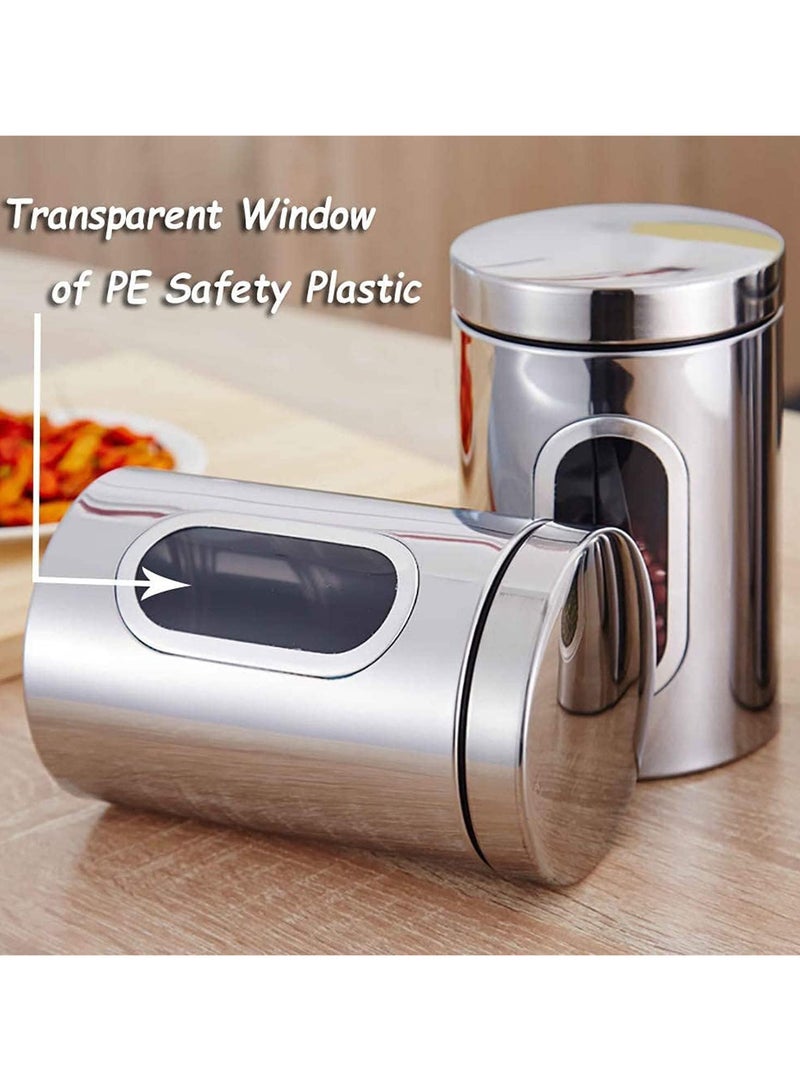 TOMSHOO Stainless Steel Food Storage Canister Sets,Set of 4 Airtight Sugar Coffee Tea Candy Storage Jars 1800ml - Image 3
