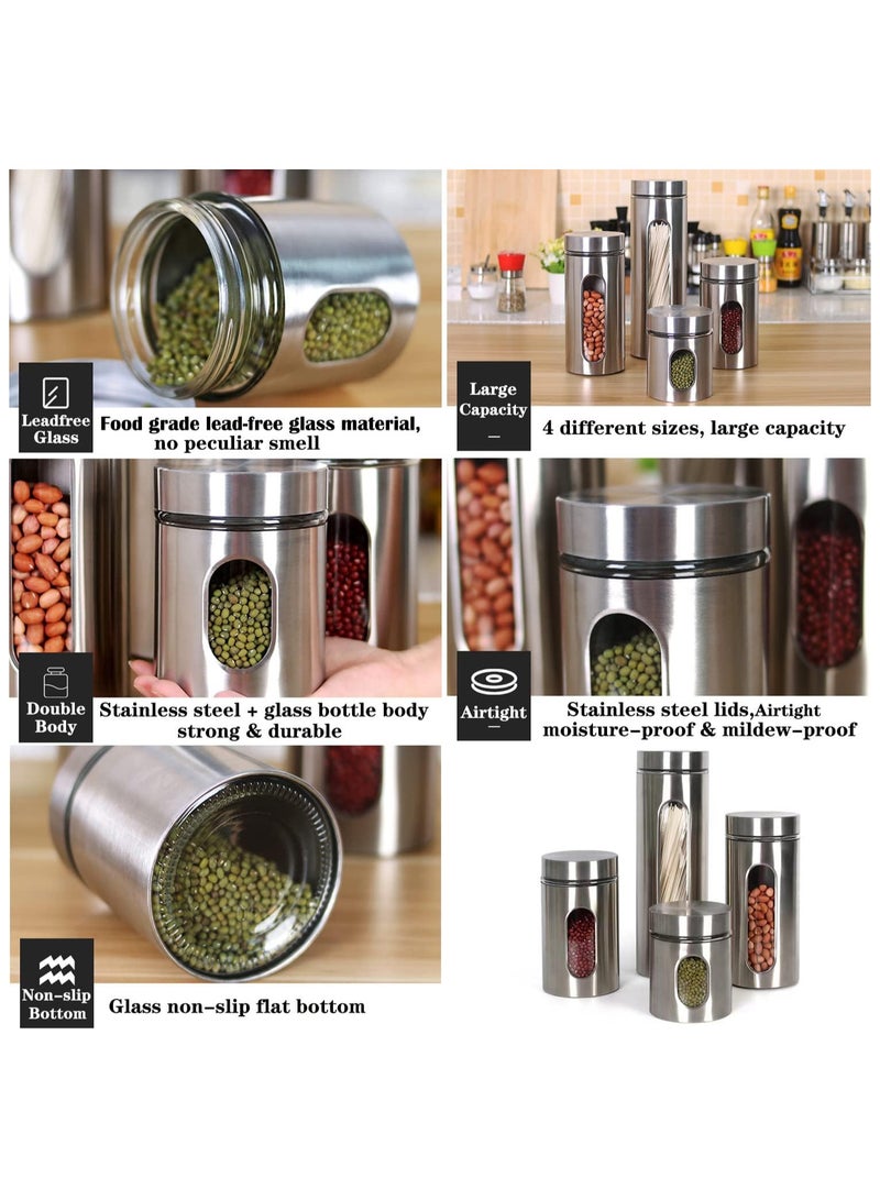 TOMSHOO Stainless Steel Food Storage Canister Sets,Set of 4 Airtight Sugar Coffee Tea Candy Storage Jars 1800ml - Image 4
