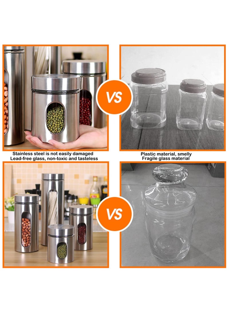TOMSHOO Stainless Steel Food Storage Canister Sets,Set of 4 Airtight Sugar Coffee Tea Candy Storage Jars 1800ml - Image 5