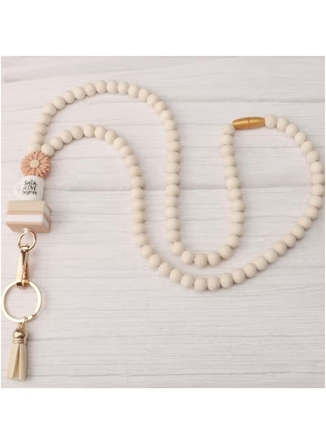JOUDIYA ID Badge Holder,Card Holder,With Fashion Wood Beaded Lanyard for Keys,credit-card or driver's license sized cards, Super Cute Boho Breakaway Lanyard for Women  - Image 2