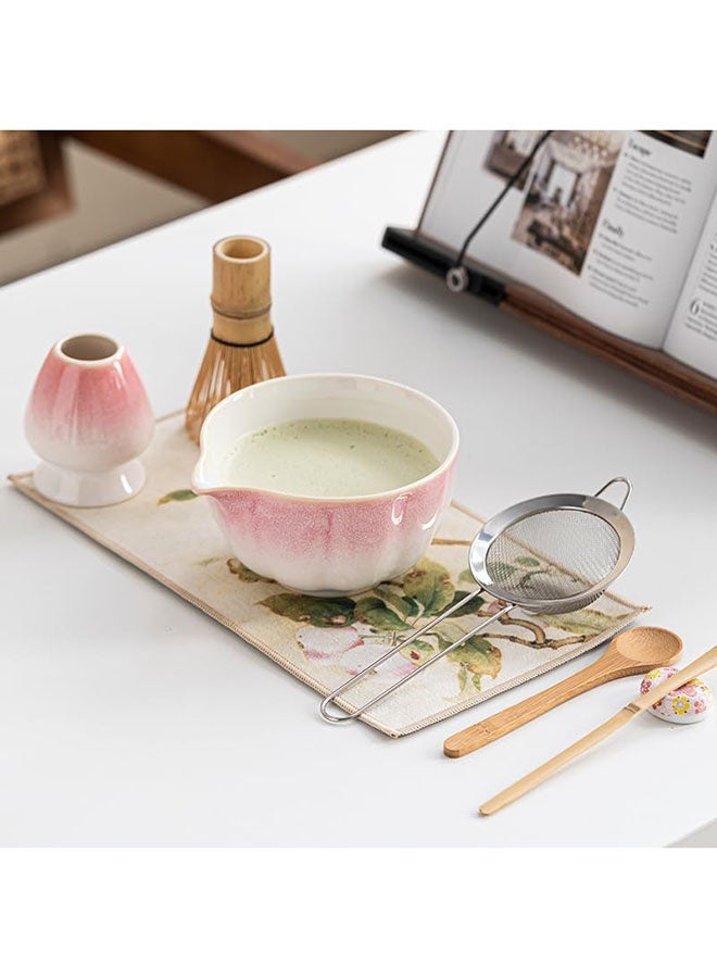 Arabest Matcha blender set, 8-piece Japanese matcha tea set, pink matcha tool set, bamboo matcha blender, Japanese matcha making set (white and pink gradient). - Image 2
