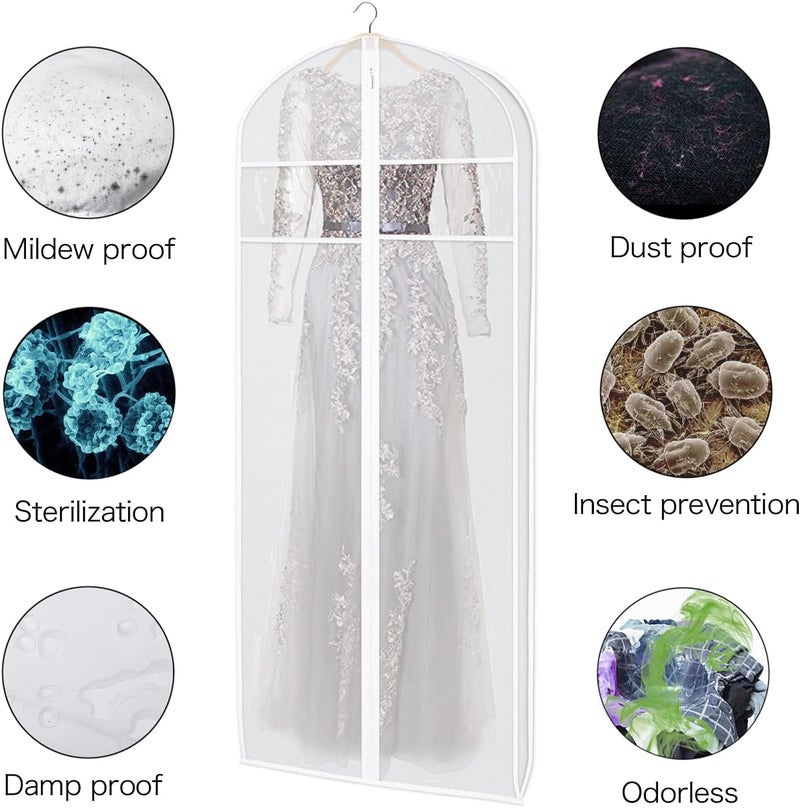 KEEGH Dress Garment Bags for Storage 72" Dress Carriers for Women with Clear Window and 3" Gusset Dress Cover Bag for Long Evening Dresses, Fur Coat, Long Dress Gown Closet Storage - 2 Pack - Image 5
