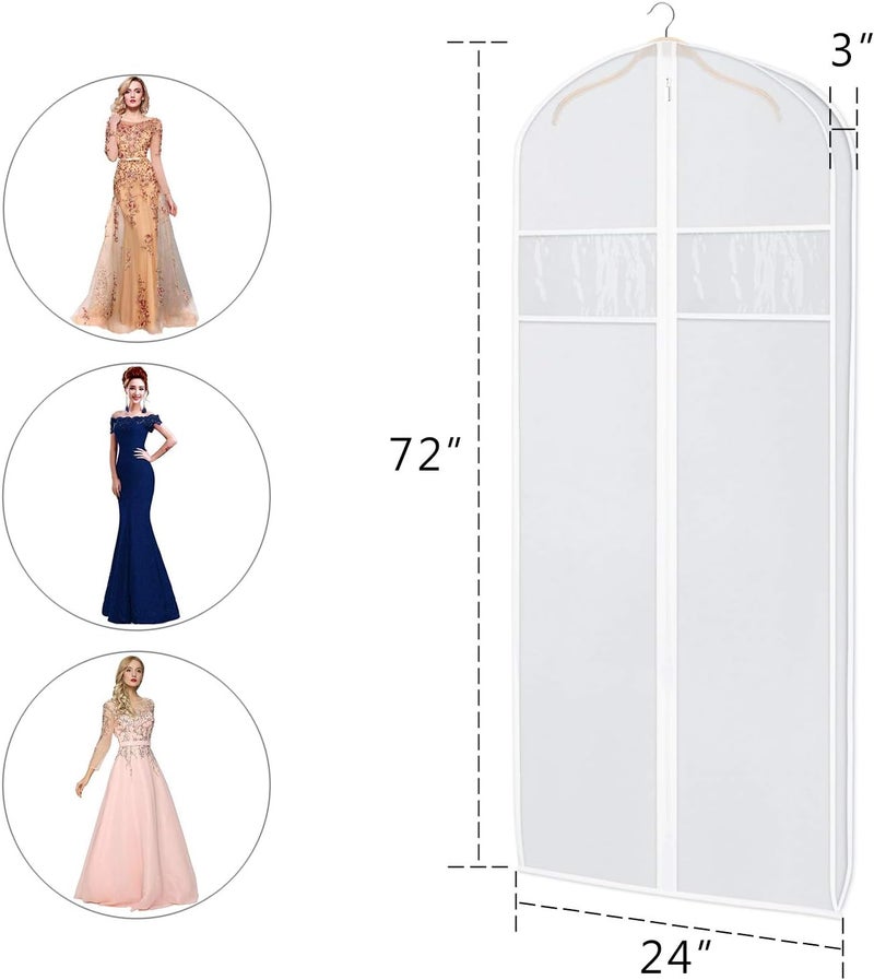 KEEGH Dress Garment Bags for Storage 72" Dress Carriers for Women with Clear Window and 3" Gusset Dress Cover Bag for Long Evening Dresses, Fur Coat, Long Dress Gown Closet Storage - 2 Pack - Image 2