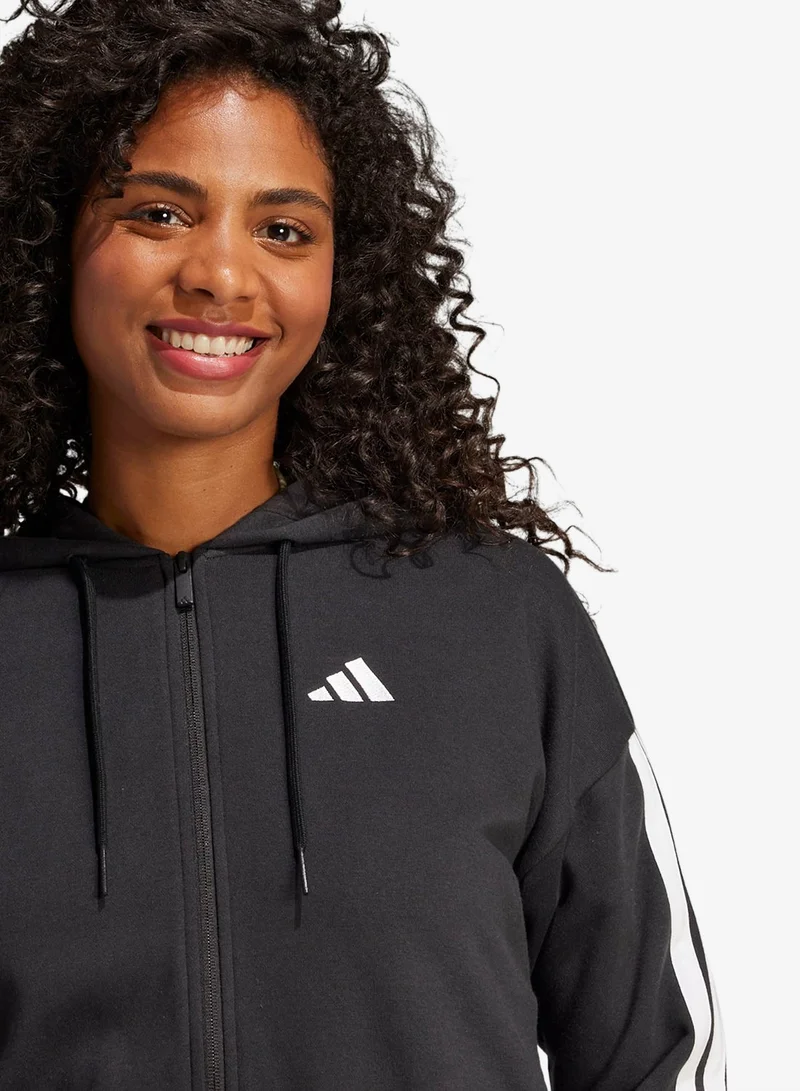 Adidas BLACK/WHITE 3-Stripes Essential French Terry Hoodie for Women | Best Price UAE