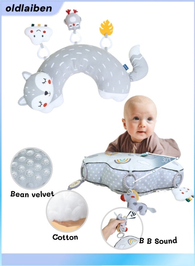 الدليبن وسادة زحف للأطفال، وسادة على شكل حرف U لتهدئة النوم، تدريب رفع رأس الطفل أثناء الاستلقاء على البطن، وسادة للاستلقاء على البطن، لعبة زحف حسية للأطفال الرضع، وسادة للاستلقاء على البطن بتصميم مريح لتسهيل تنمية مهارات الأبوة والأمومة. - Image 1