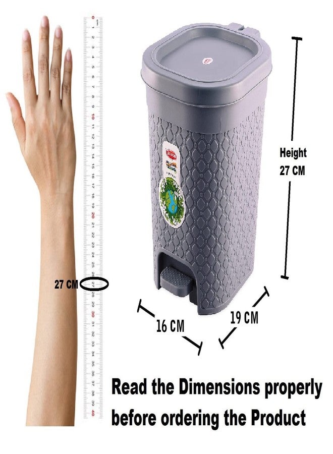 SONAL - FAB Small Size Pedal Bin - Capacity: 7 LTR, Size (24cmx16cmx26cm) - Plastic Dustbin (Grey) - Image 2