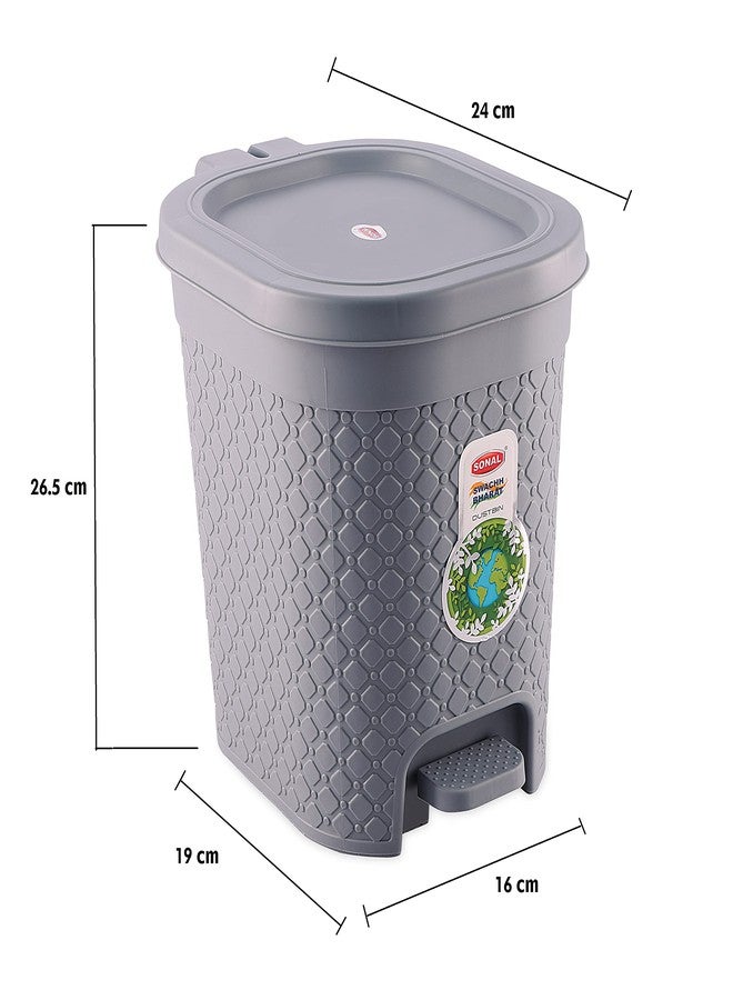 SONAL - FAB Small Size Pedal Bin - Capacity: 7 LTR, Size (24cmx16cmx26cm) - Plastic Dustbin (Grey) - Image 5
